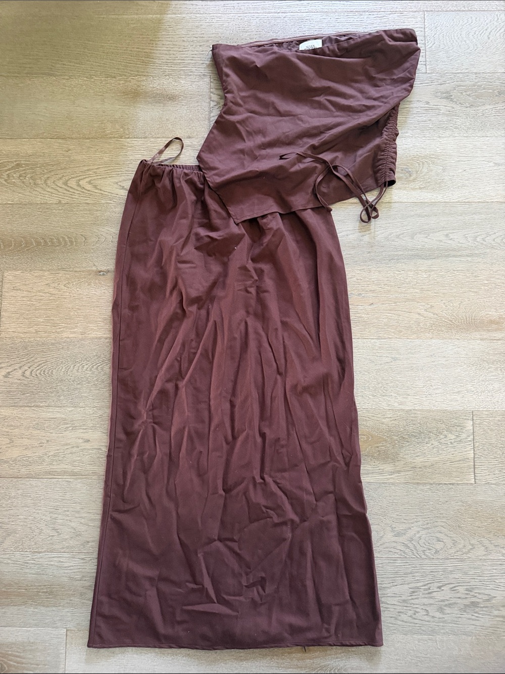 Strapless Brown Linen Blend Set